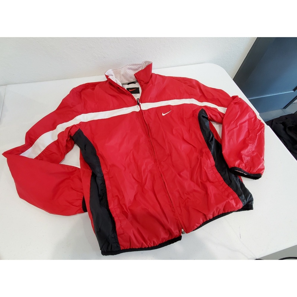 NIKE ~ WOMENS SMALL 4-6 ~ Red RAIN WINDBREAKER JACKET